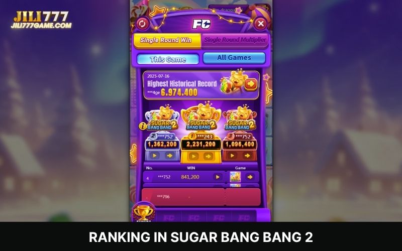 Ranking in Sugar Bang Bang 2