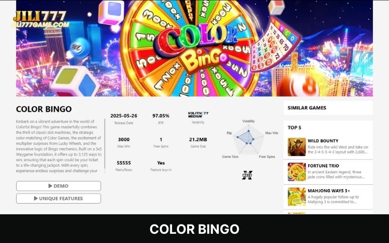 Colorful bingo fun with thousands of ways to win