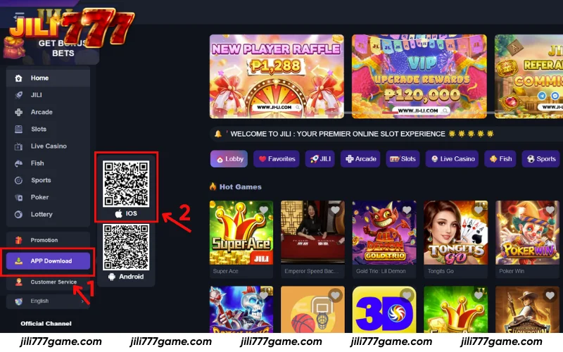 Scan the QR code found in the App Download section.