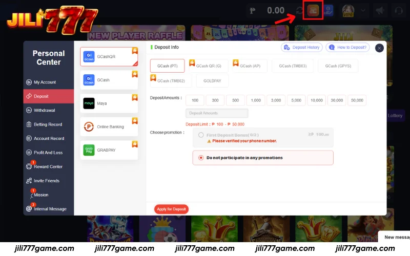 Accessing the Jili777 deposit wallet interface
