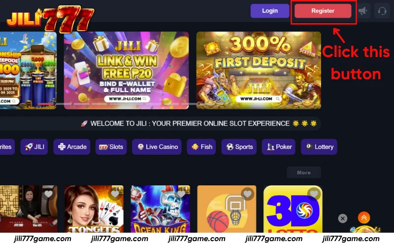 Tap Register in the top-right to begin sign-up