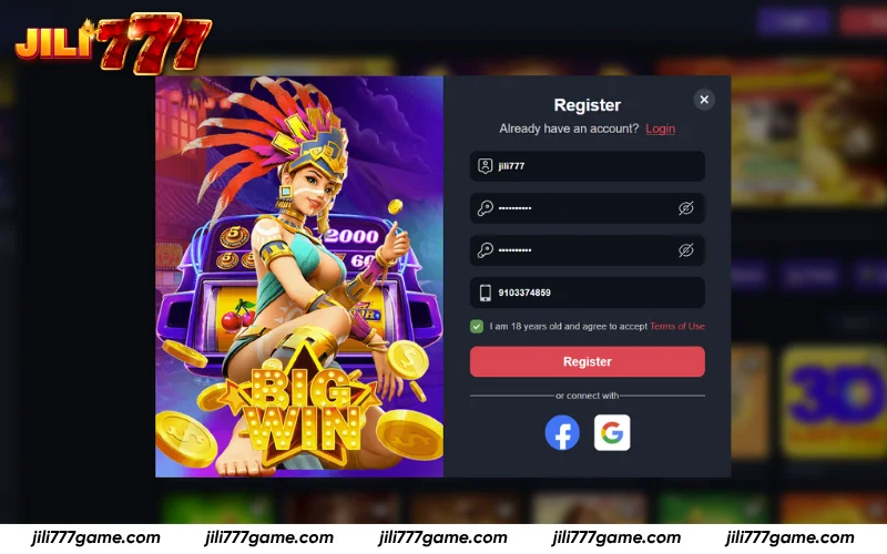 Enter details, confirm 18+, press Register