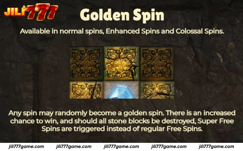 Ancient Tumble How to Play - Golden Spins increase block destruction potential