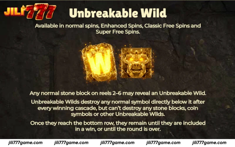 Ancient Tumble How to Play - Unbreakable Wilds stay active across multiple tumbles.