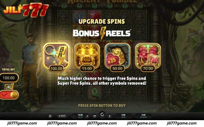 Optional spins that modify symbol behavior and cost