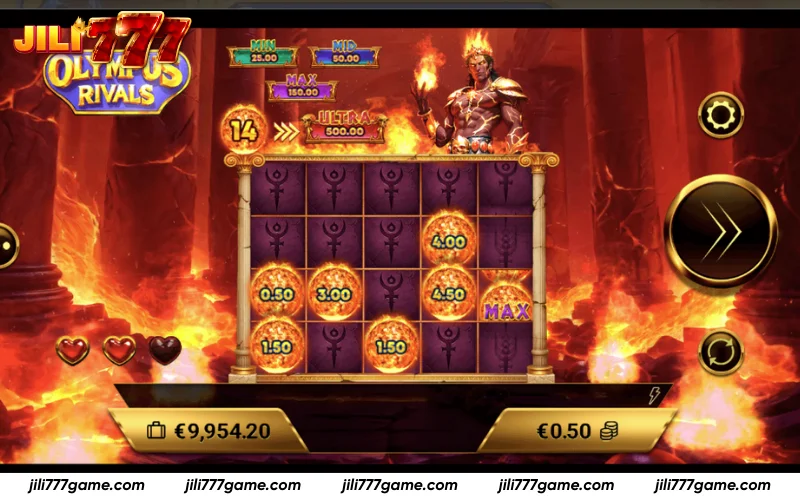 Olympus Rivals How to Win - Pin Win Fireball grid during God of Fire bonus.
