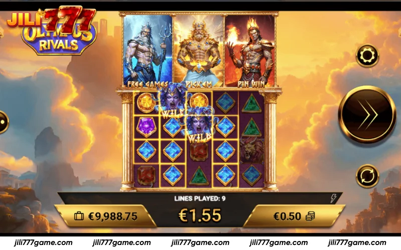 Olympus Rivals How to Win - Wild Medusa linking winning symbols.