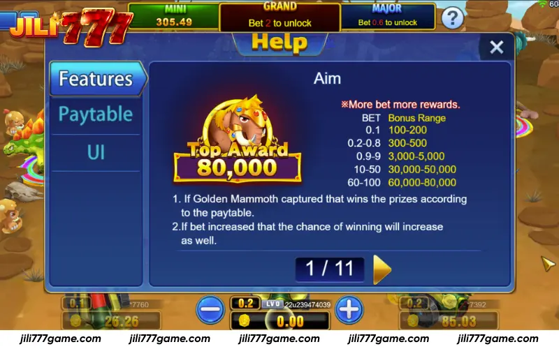 Golden Mammoth high reward feature