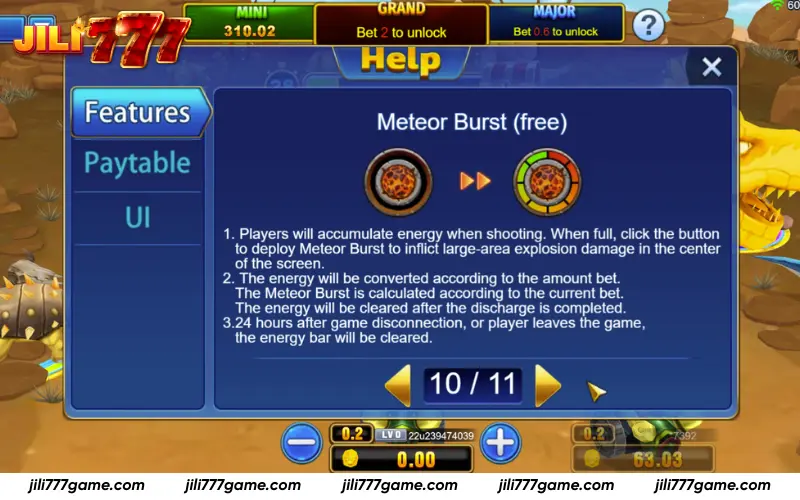 Energy-based area explosion skill