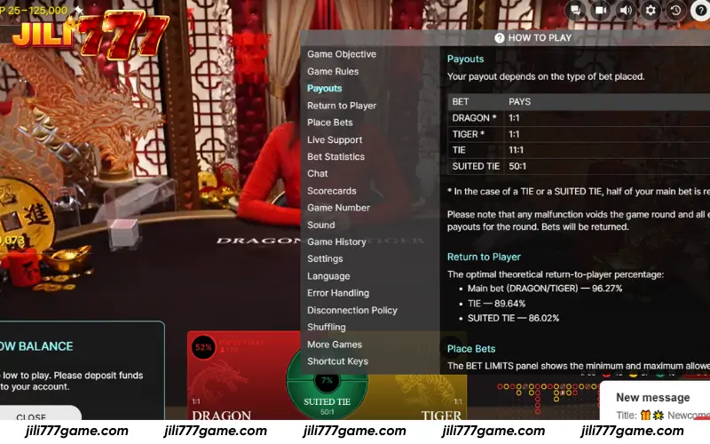 Dragon tiger strategy tips: Payout table breakdown