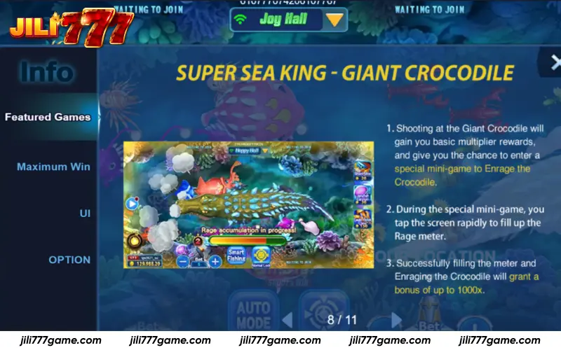 Giant Crocodile rage meter bonus attack