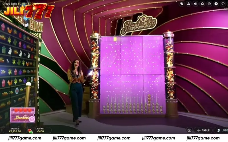 Pachinko board with bouncing puck multipliers