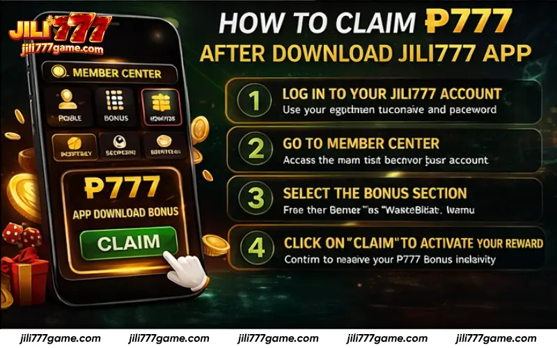Steps to claim ₱777 JILI777 app bonus