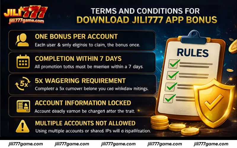 JILI777 app bonus terms and conditions
