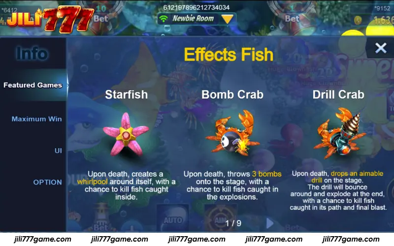 Special fish effects and chain reactions