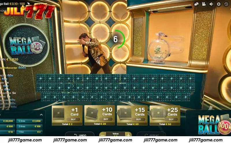 Card selection and betting interface before draw