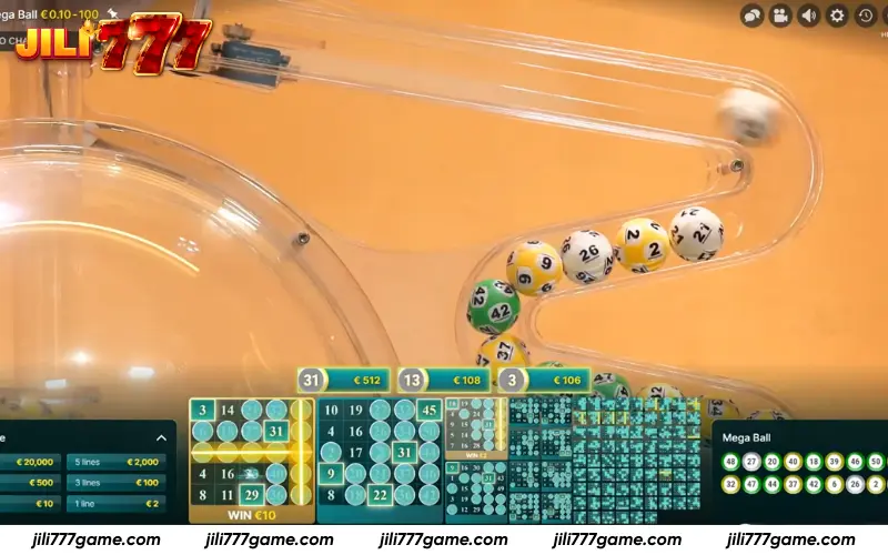 Numbers drawn and cards updating in real time