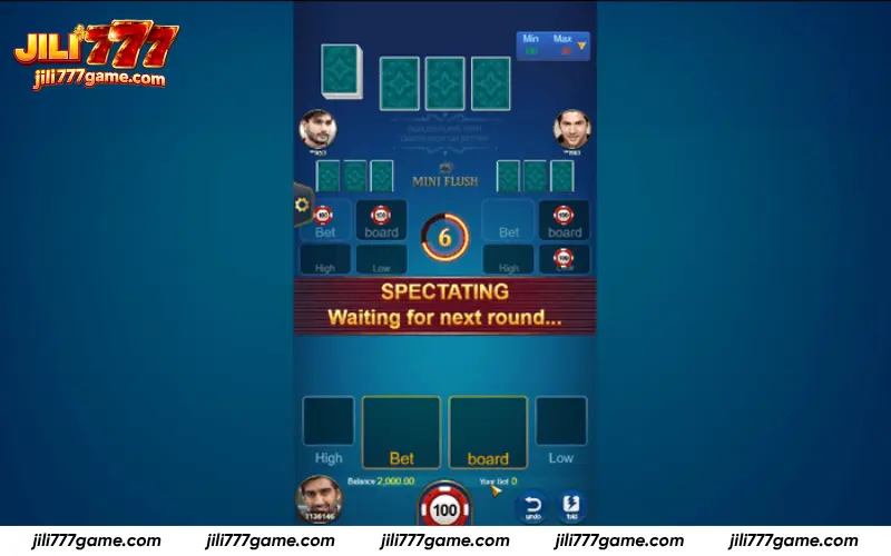 Placing BOARD, BET and side bets before the round